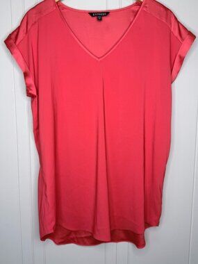 Express Women's Red V-Neck Blouse